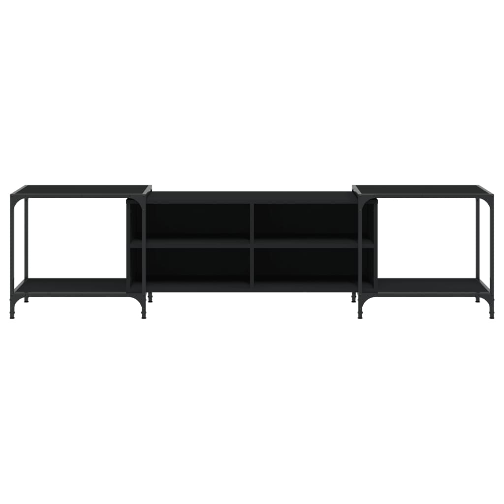 TV sideboard, black, 203x37x50 cm, processed wood