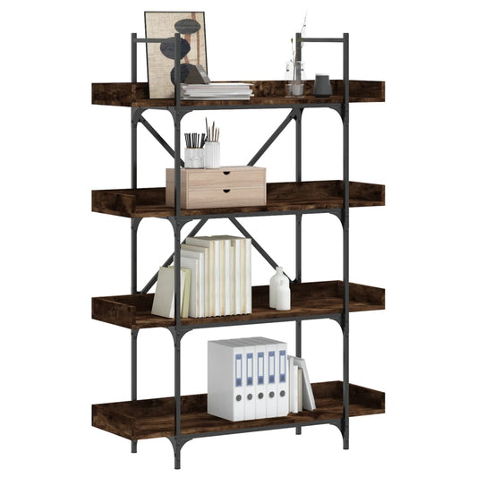 Bookcase with 4 levels, smoked oak, 100x33x145.5 cm, wood
