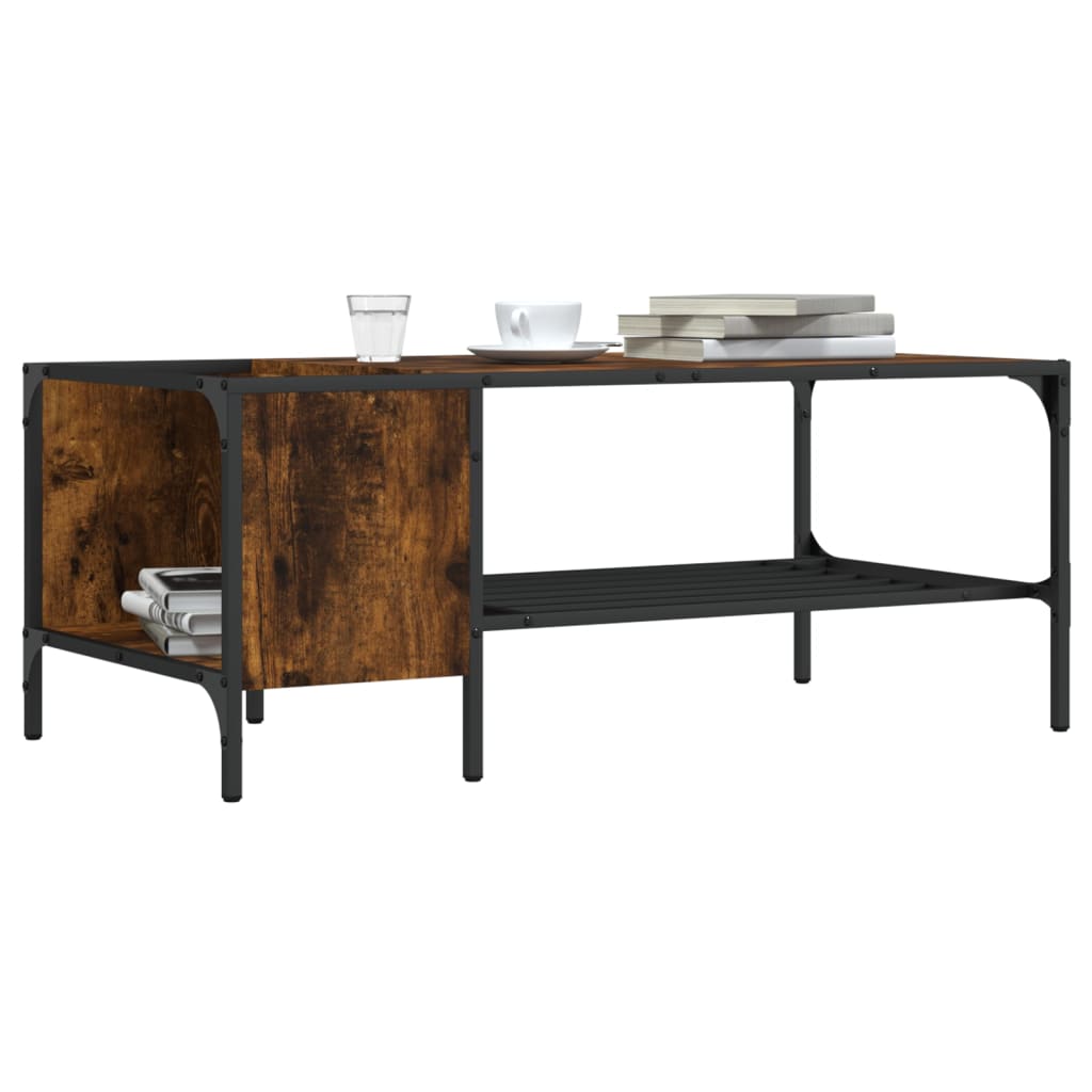 Coffee table with shelf, smoked oak, 100x51x40 cm, wood