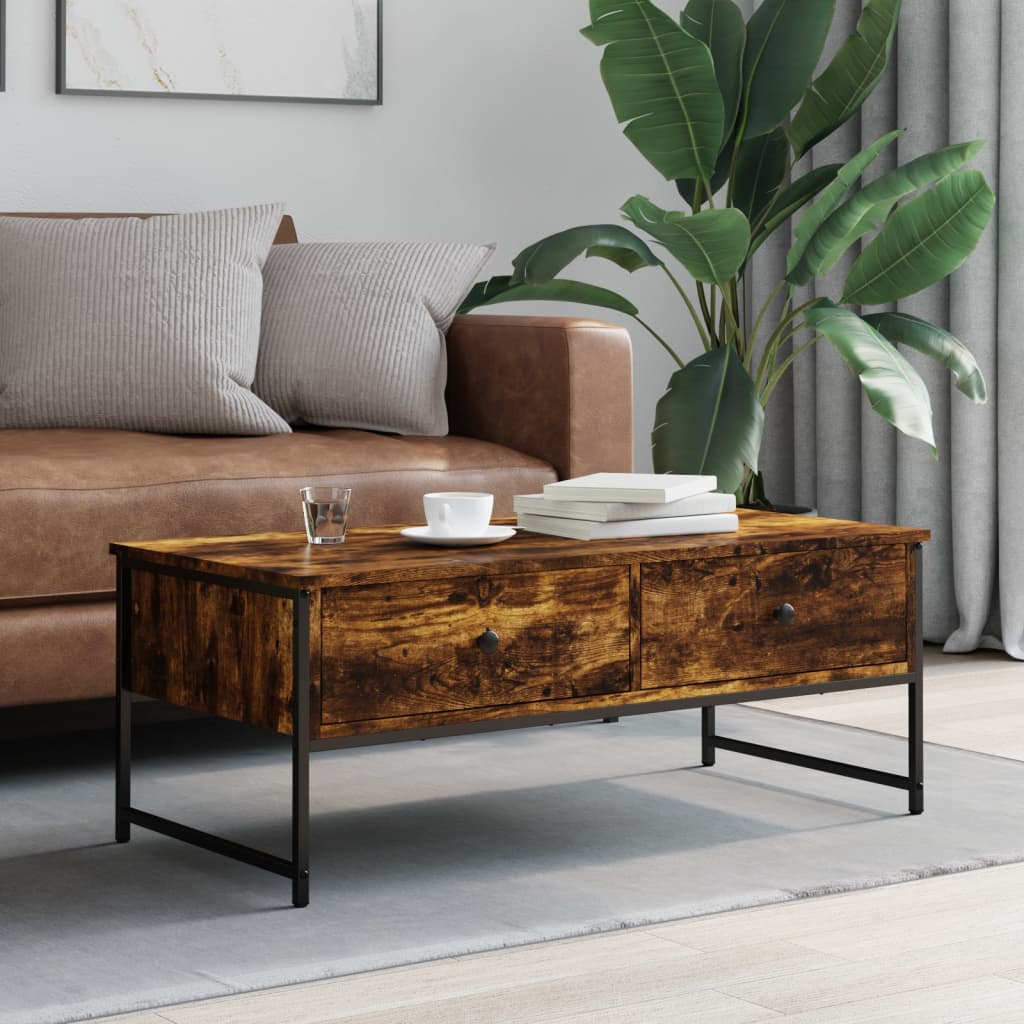 Coffee table, smoked oak, 101x49x39.5 cm, processed wood