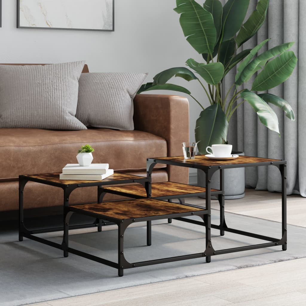 Coffee table, smoky oak, 87.5x87.5x40 cm processed wood