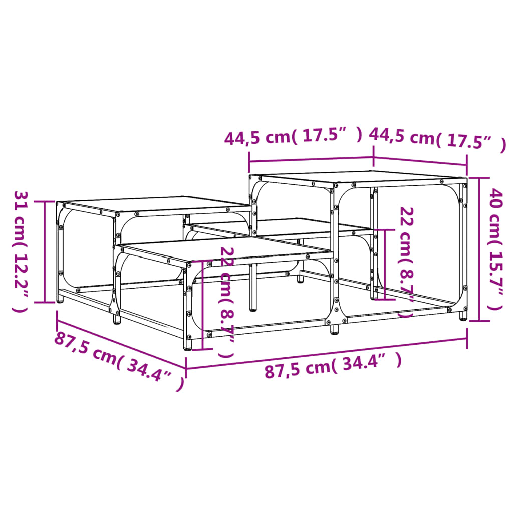 Coffee table, smoky oak, 87.5x87.5x40 cm processed wood