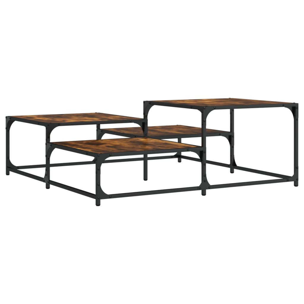 Smoked oak coffee table 107x107x40 cm made of processed wood