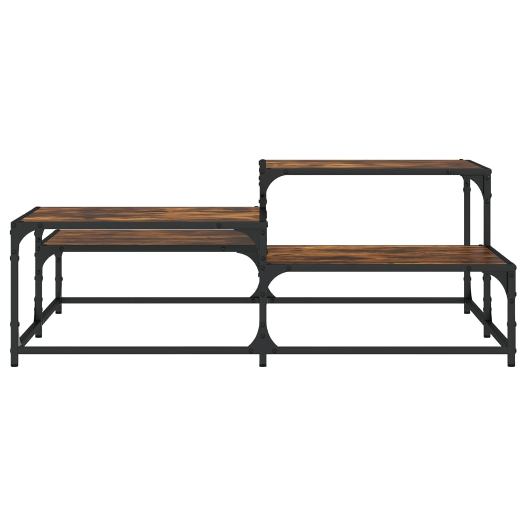 Smoked oak coffee table 107x107x40 cm made of processed wood