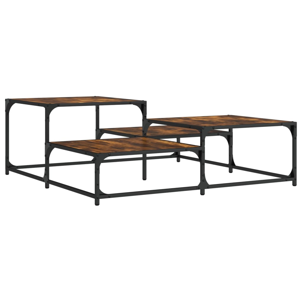 Smoked oak coffee table 107x107x40 cm made of processed wood