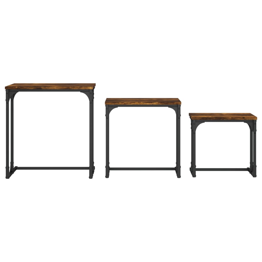 Overlapping coffee tables 3 pcs, smoky oak, processed wood