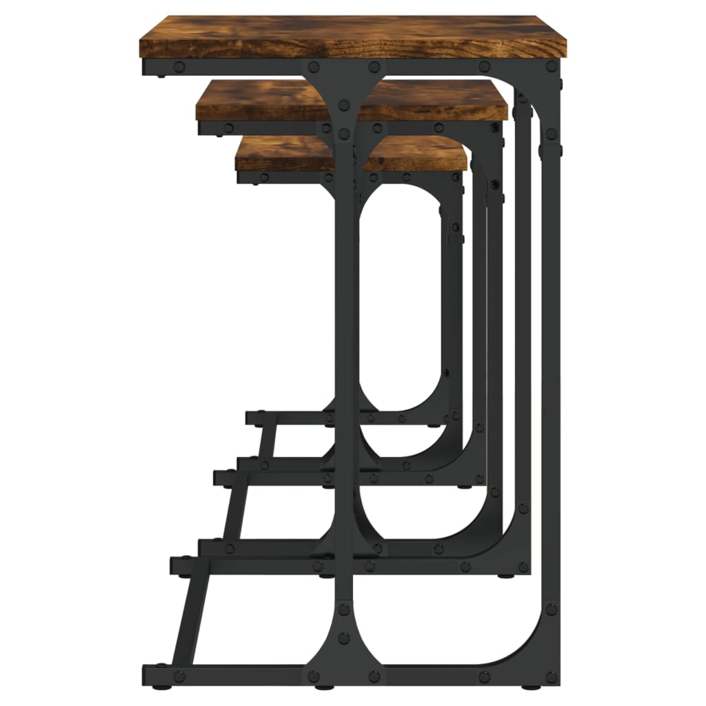 Overlapping coffee tables 3 pcs, smoky oak, processed wood