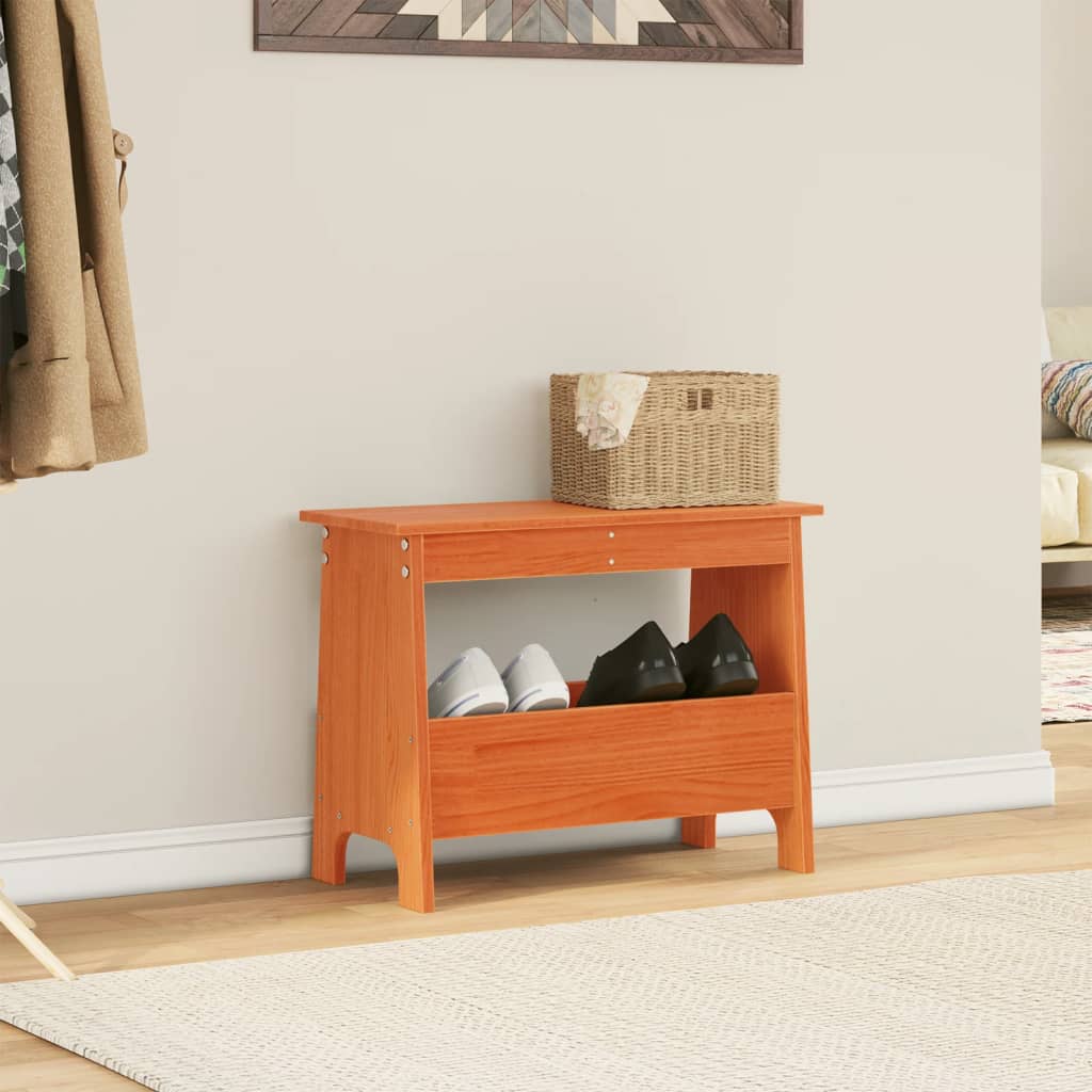 Hall bench, wax brown, 60x28x45 cm, solid pine wood