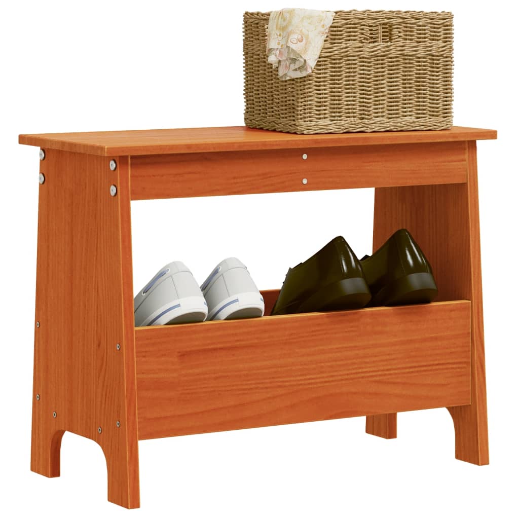 Hall bench, wax brown, 60x28x45 cm, solid pine wood