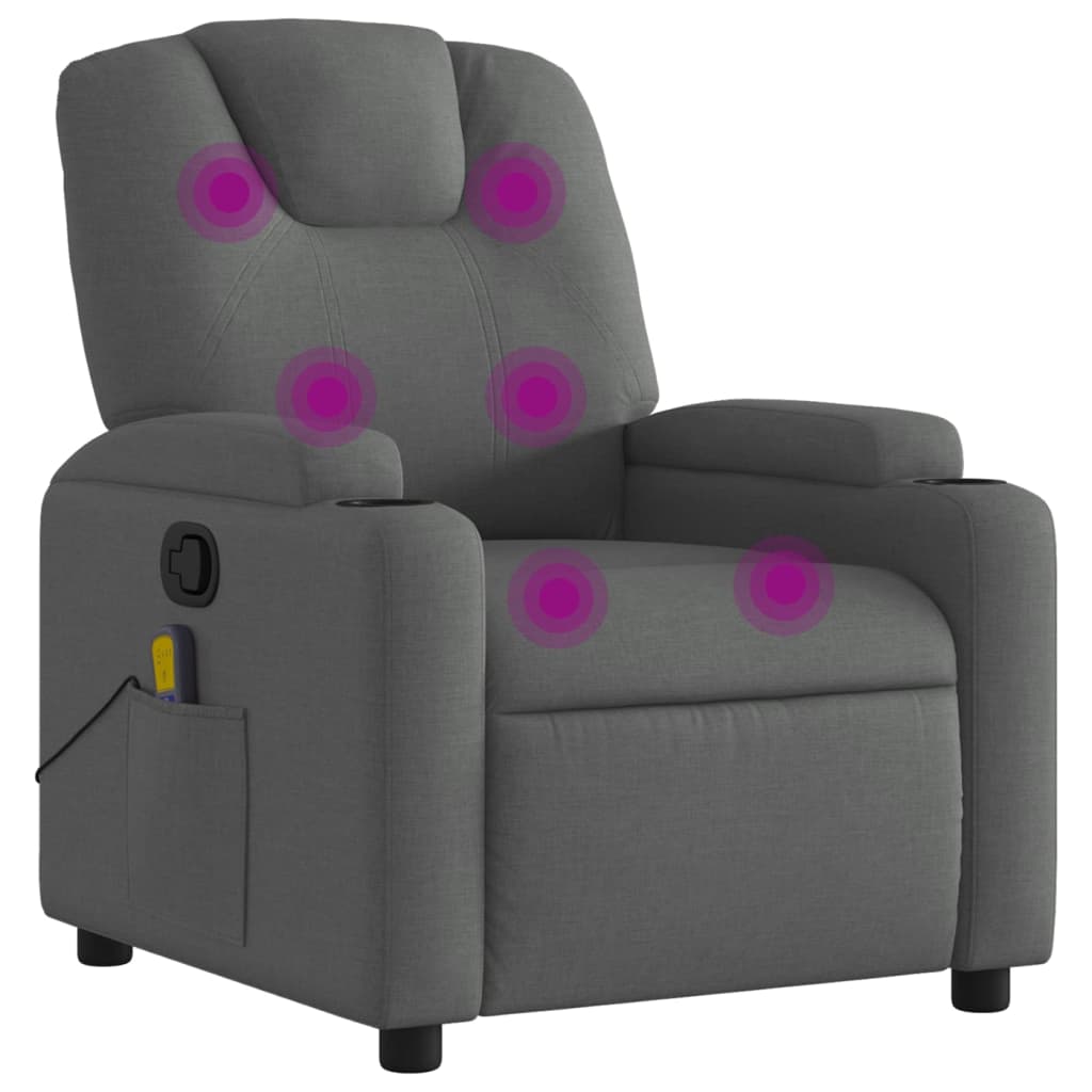 Folding massage chair, dark grey, textile material