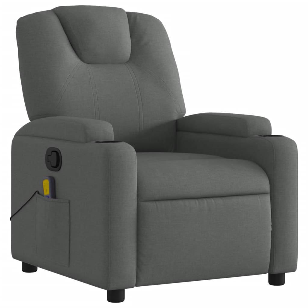 Folding massage chair, dark grey, textile material