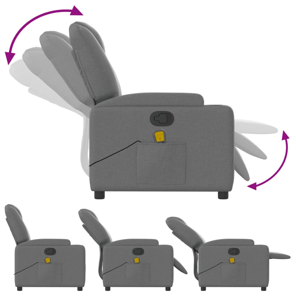 Folding massage chair, dark grey, textile material