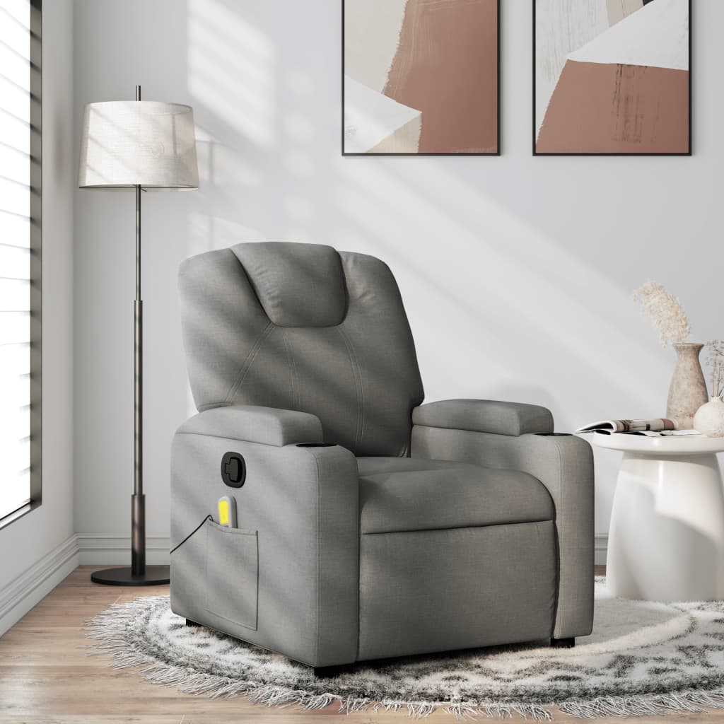Folding massage chair, dark grey, textile material