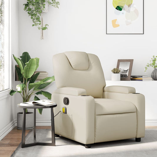 Folding massage chair, cream, ecological leather