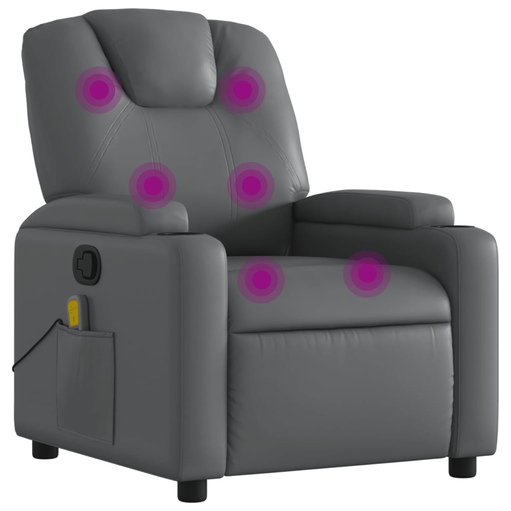 Folding massage chair, gray, ecological leather