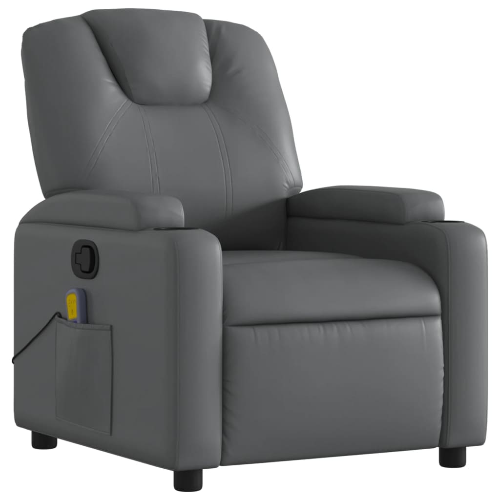 Folding massage chair, gray, ecological leather