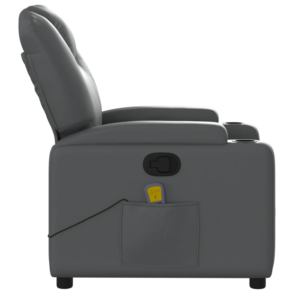 Folding massage chair, gray, ecological leather