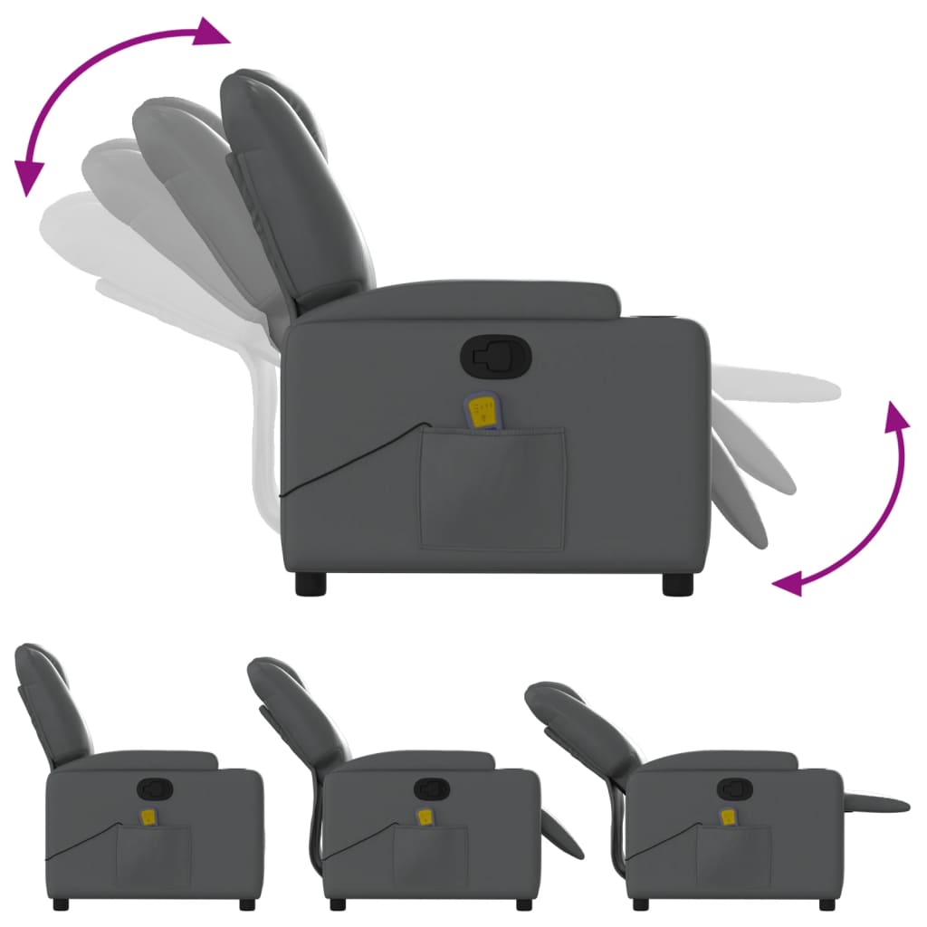 Folding massage chair, gray, ecological leather