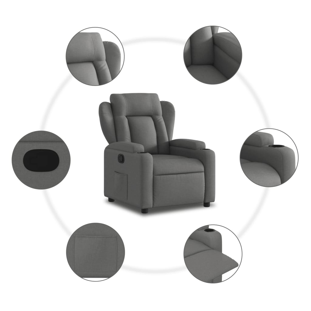 Folding armchair, dark grey, fabric