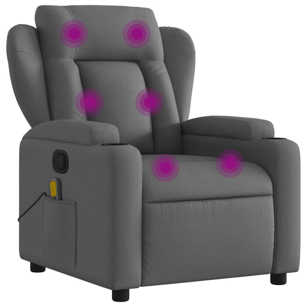 Folding massage chair, dark grey, textile material