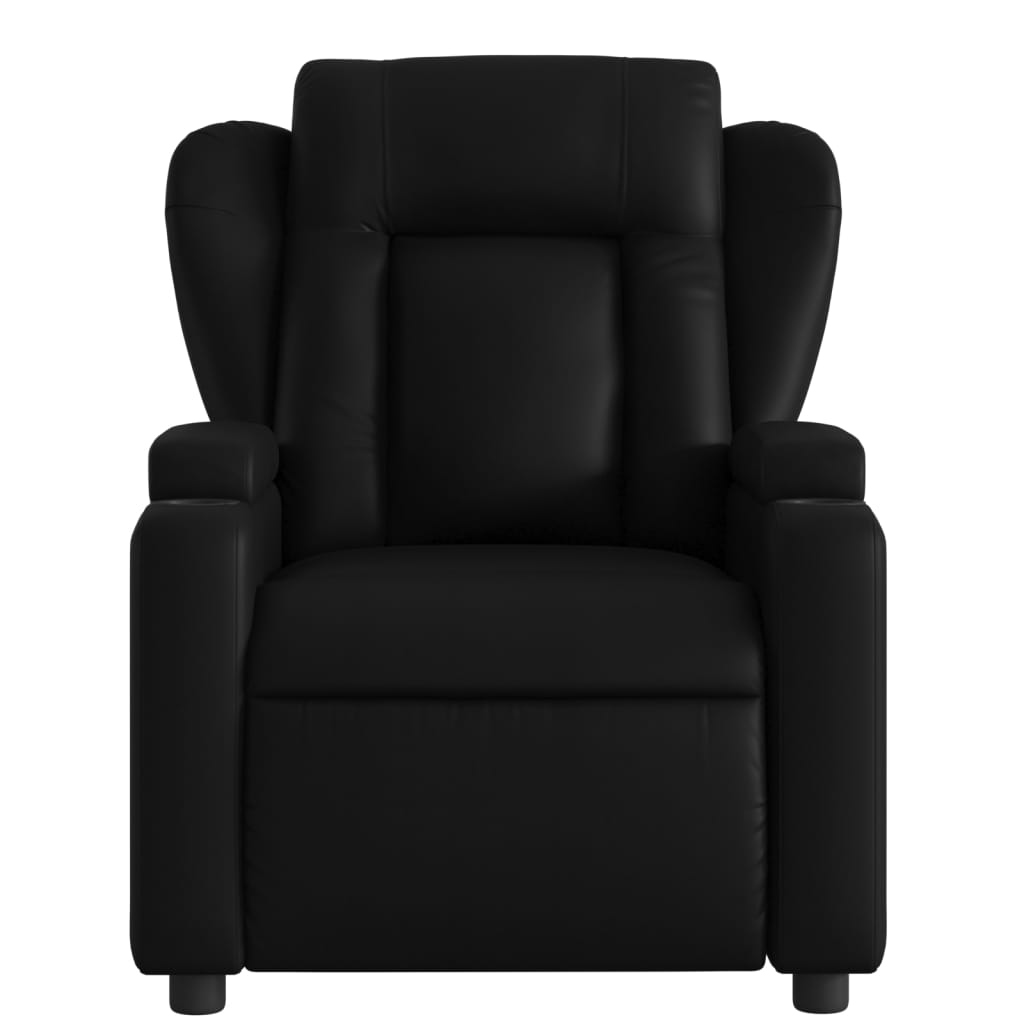 Folding armchair with massage, black, ecological leather