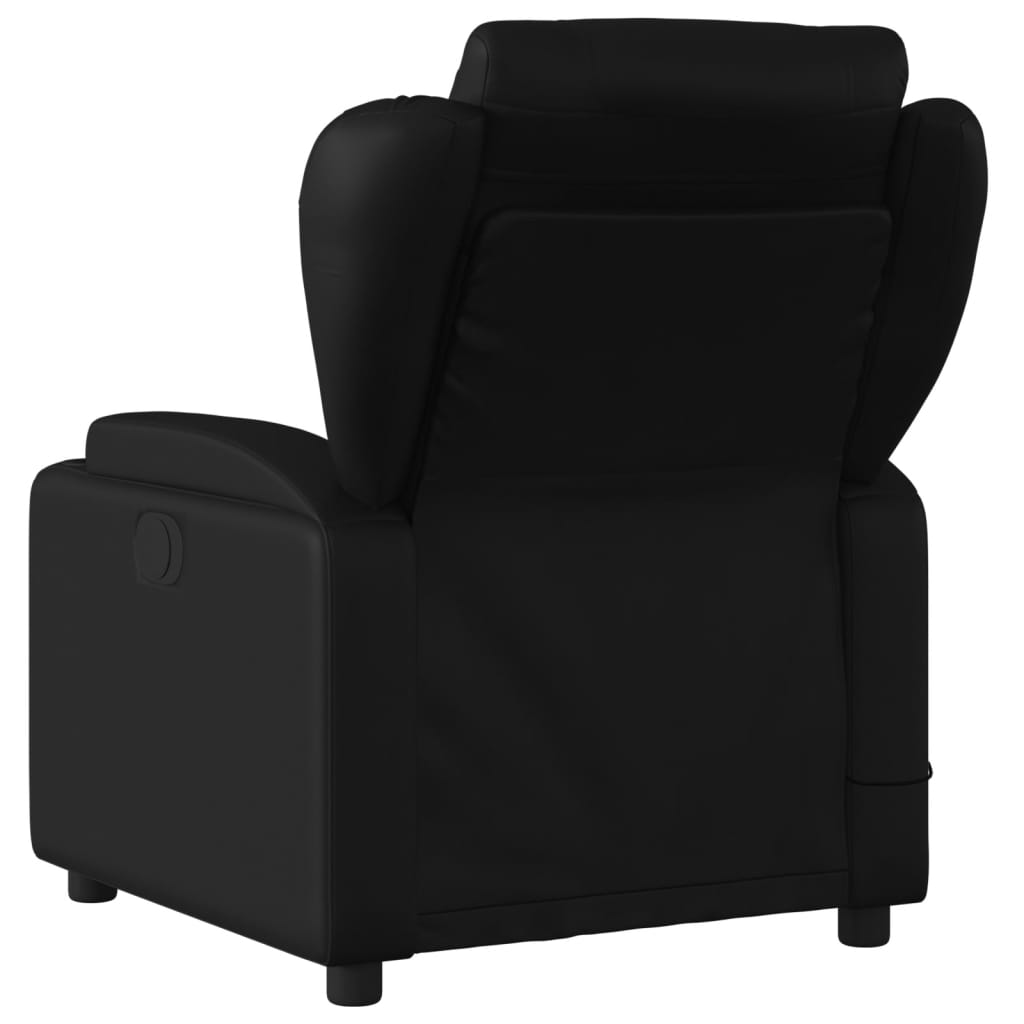 Folding armchair with massage, black, ecological leather