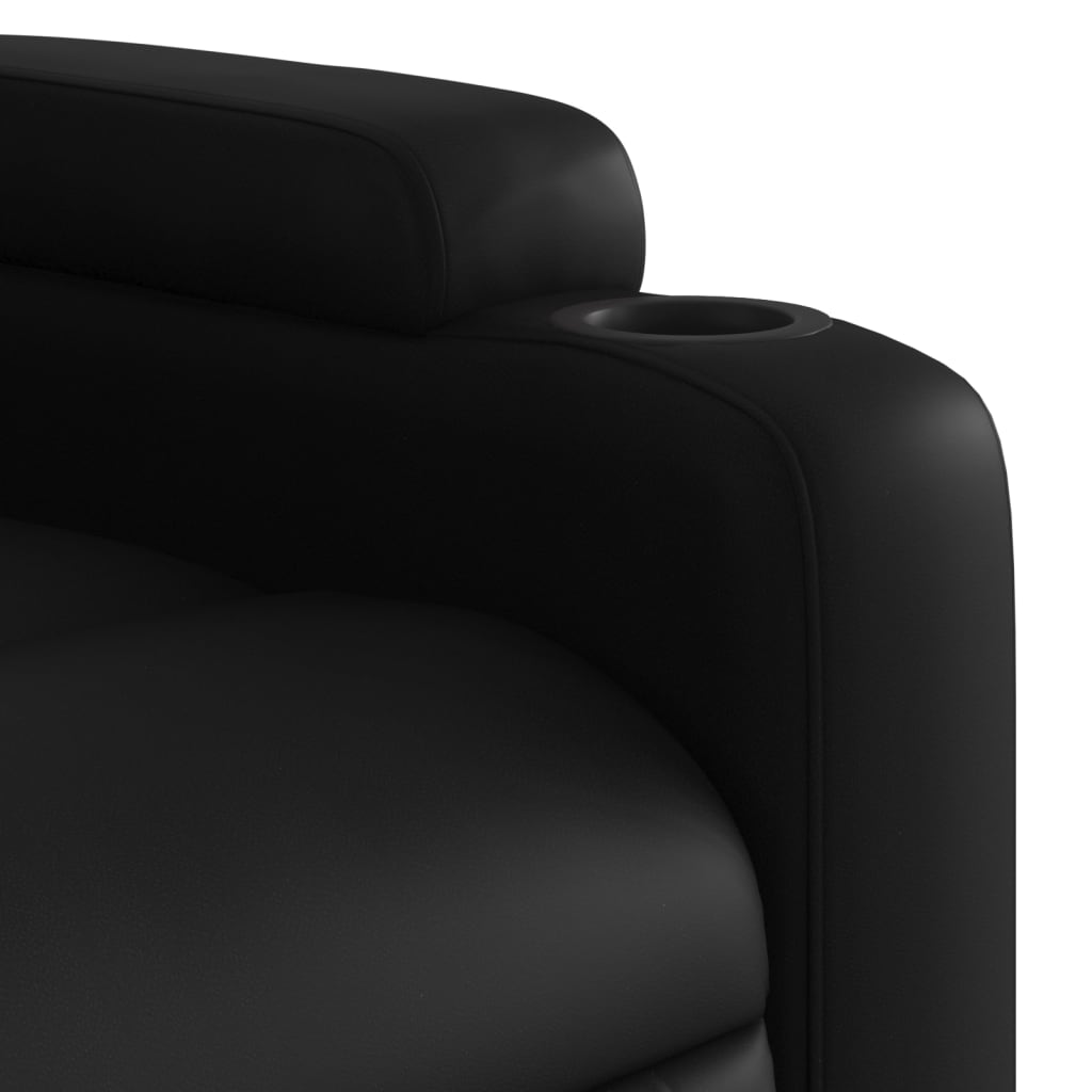 Folding armchair with massage, black, ecological leather