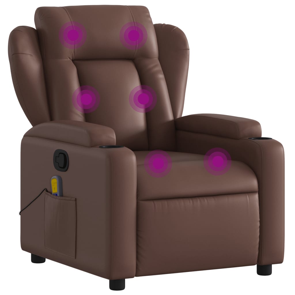 Folding massage chair, brown, ecological leather