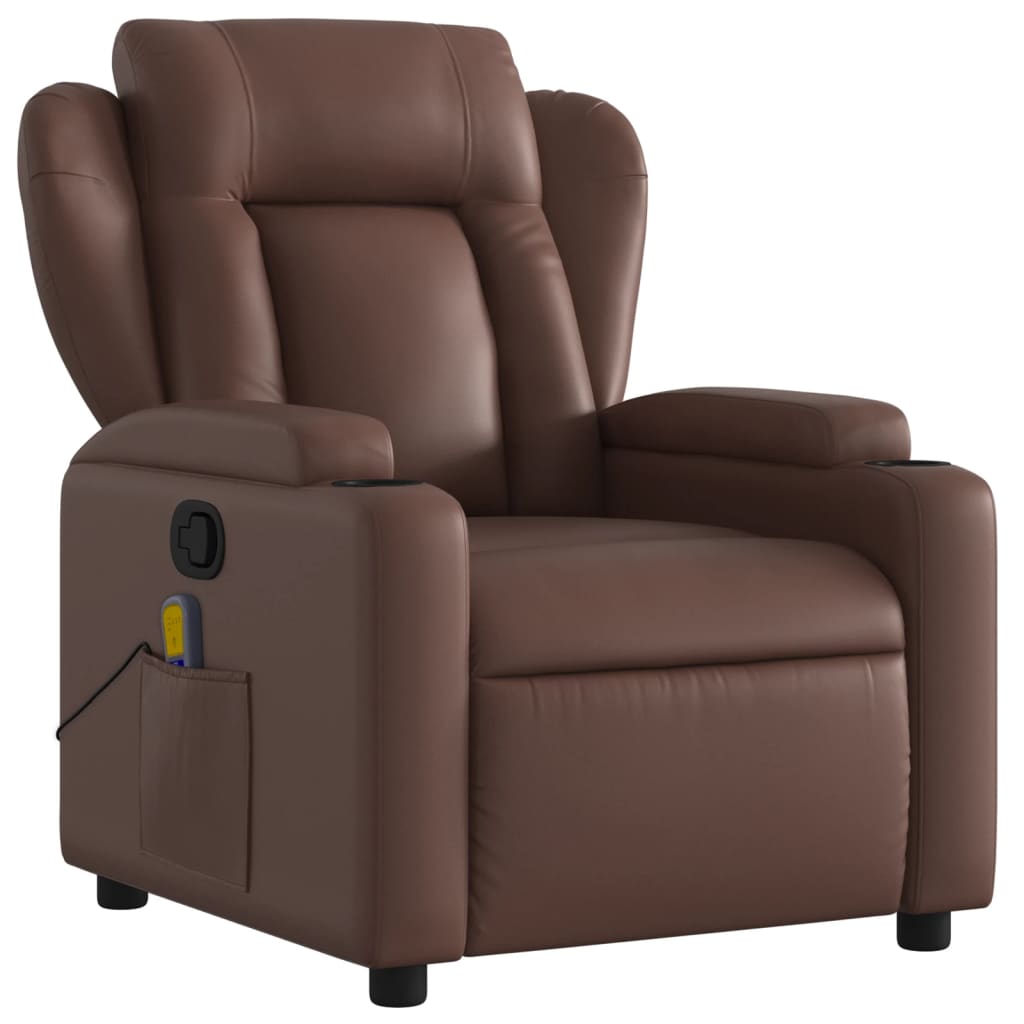 Folding massage chair, brown, ecological leather