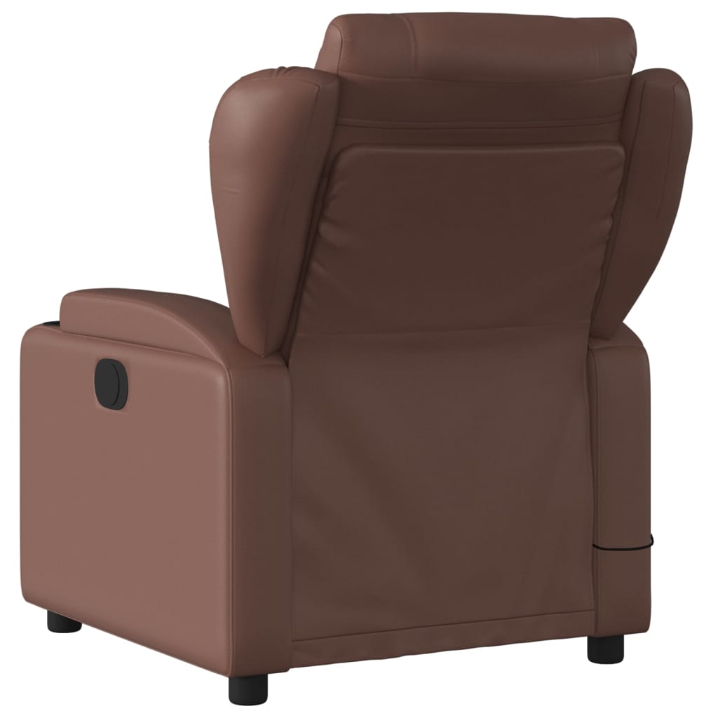 Folding massage chair, brown, ecological leather