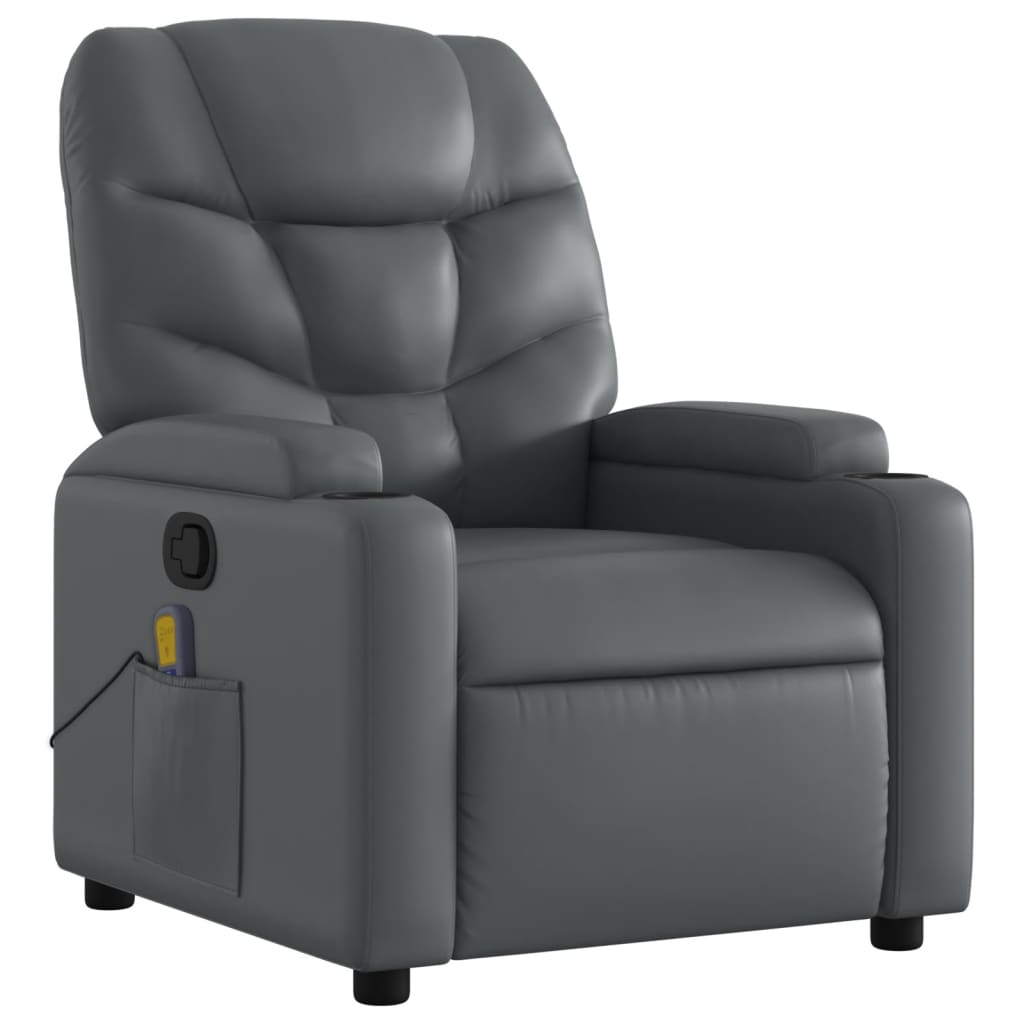 Folding massage chair, gray, ecological leather