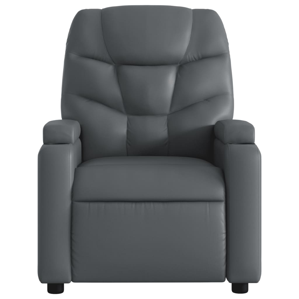 Folding massage chair, gray, ecological leather