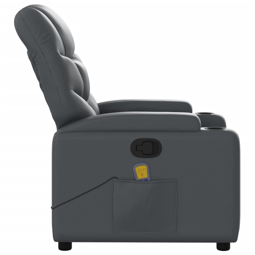 Folding massage chair, gray, ecological leather