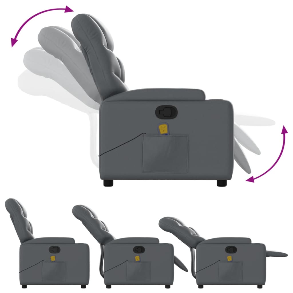 Folding massage chair, gray, ecological leather