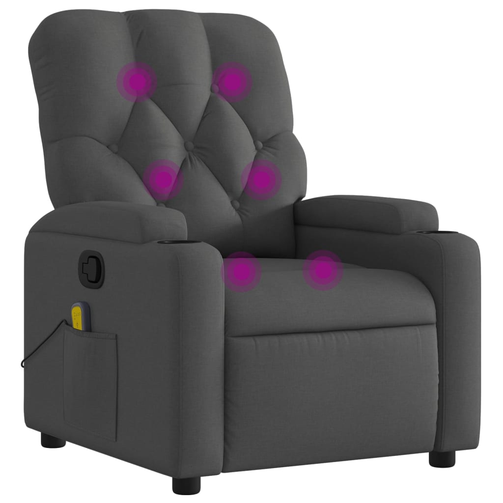 Folding massage chair, dark grey, textile material