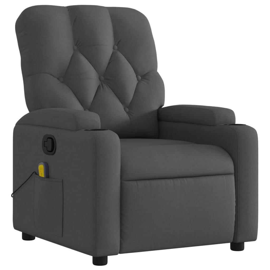 Folding massage chair, dark grey, textile material