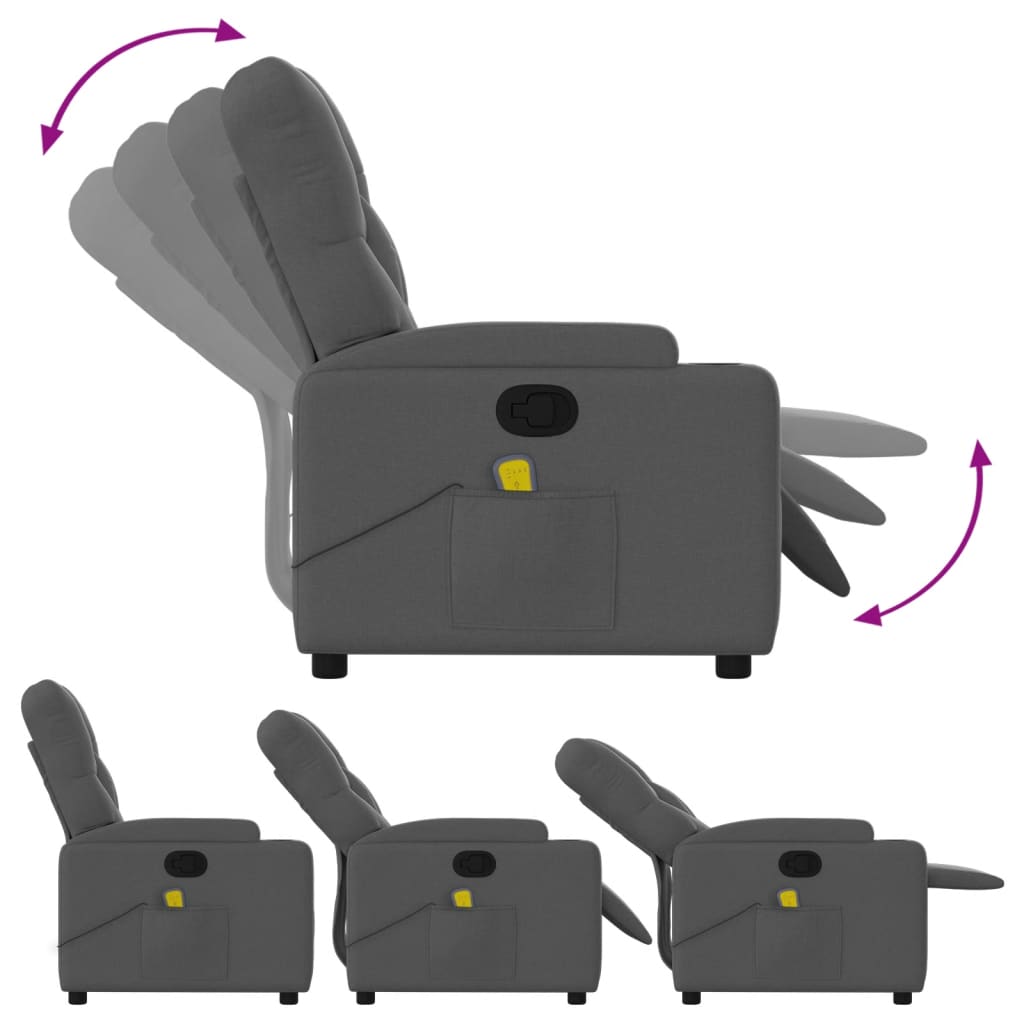 Folding massage chair, dark grey, textile material