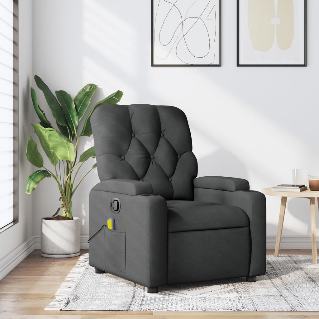Folding massage chair, dark grey, textile material