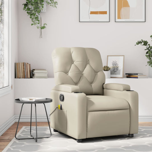 Folding massage chair, cream, ecological leather