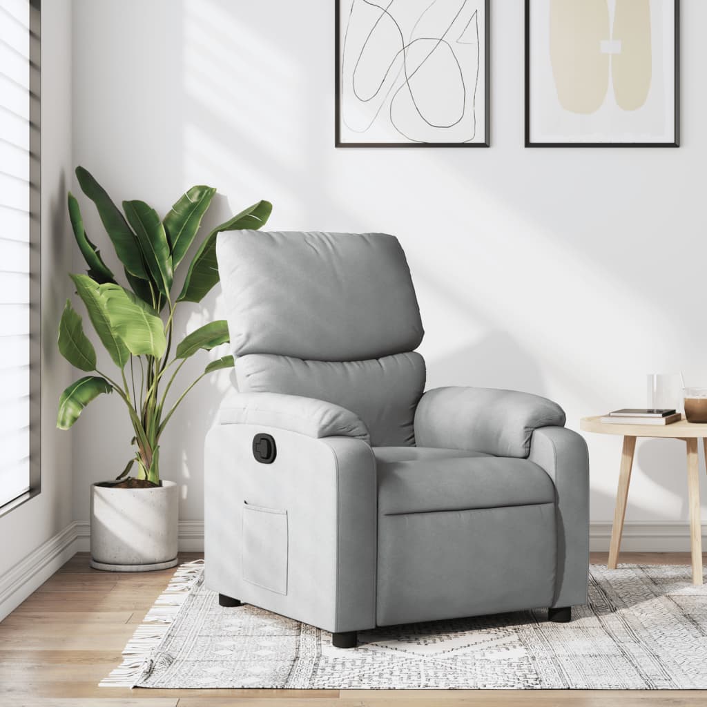 Fotoliu rabatabil, gri deschis, material textil
