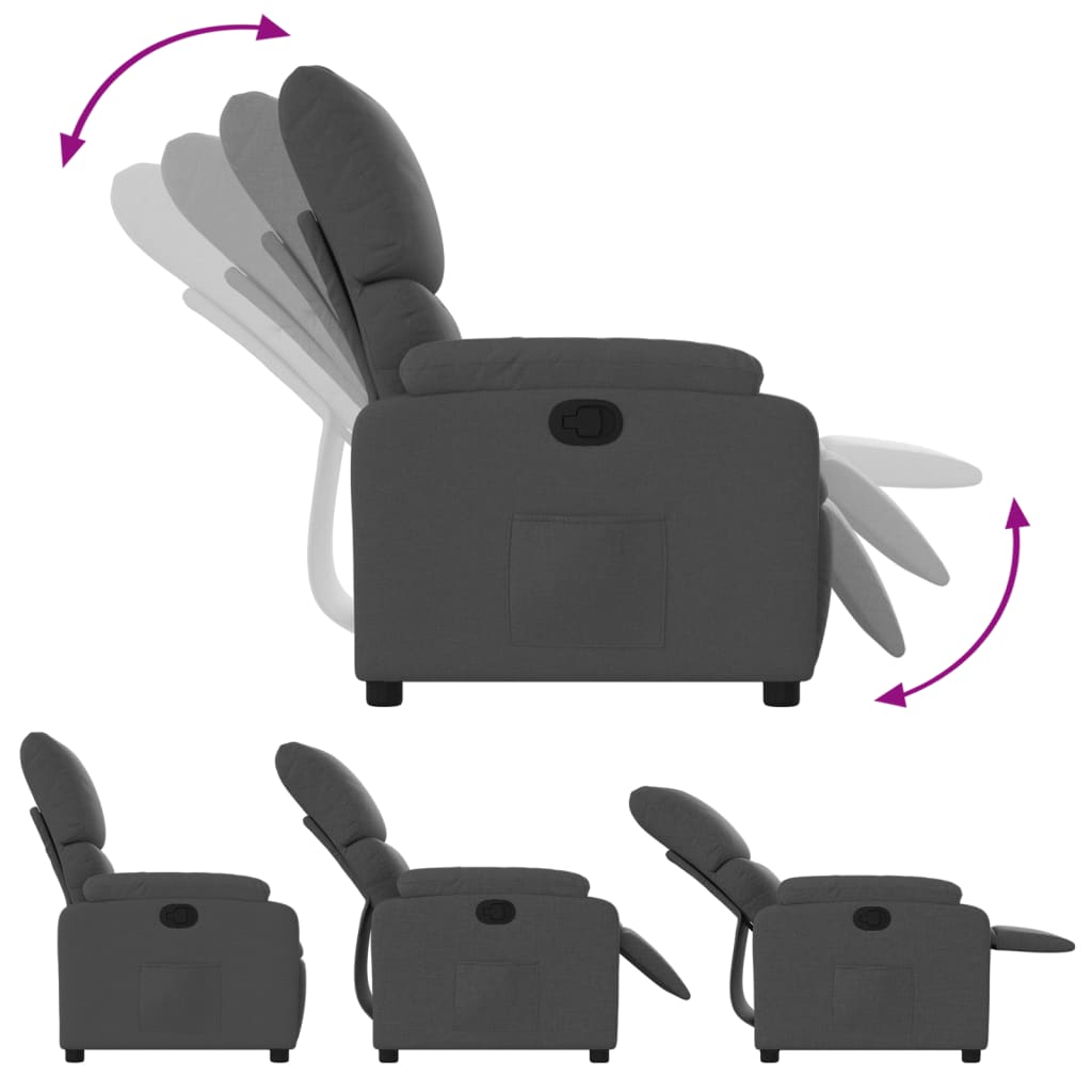 Folding armchair, dark grey, fabric