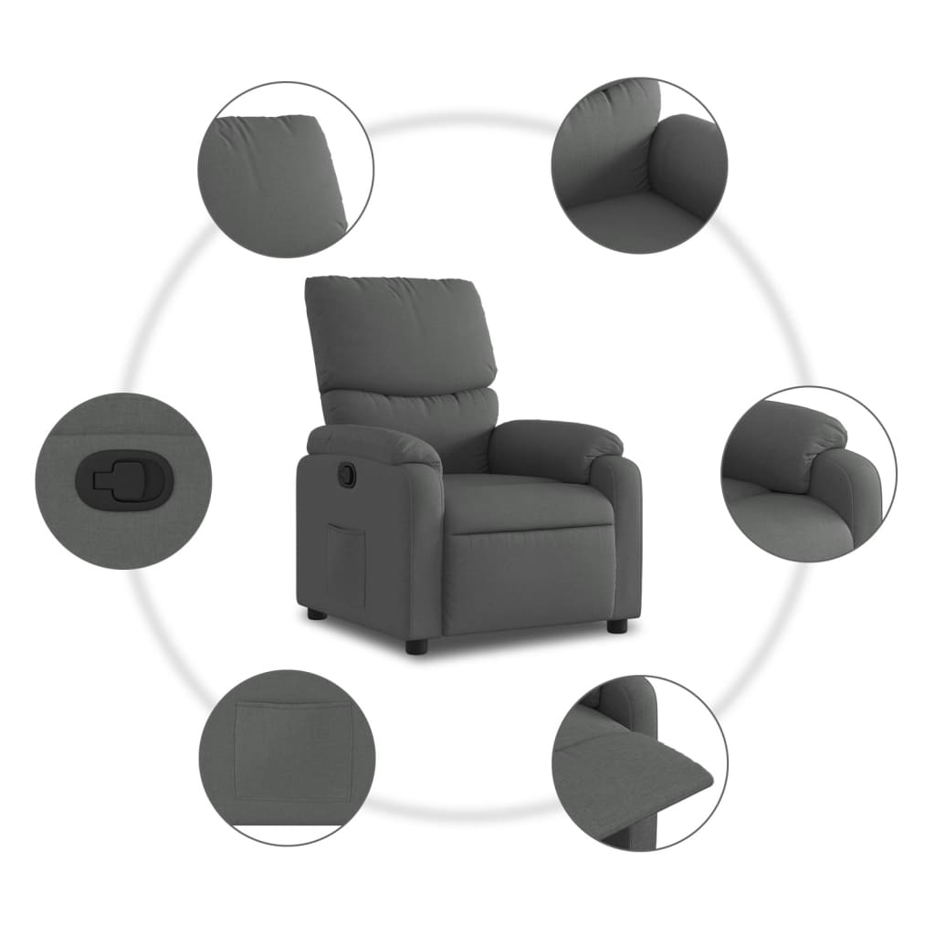 Folding armchair, dark grey, fabric