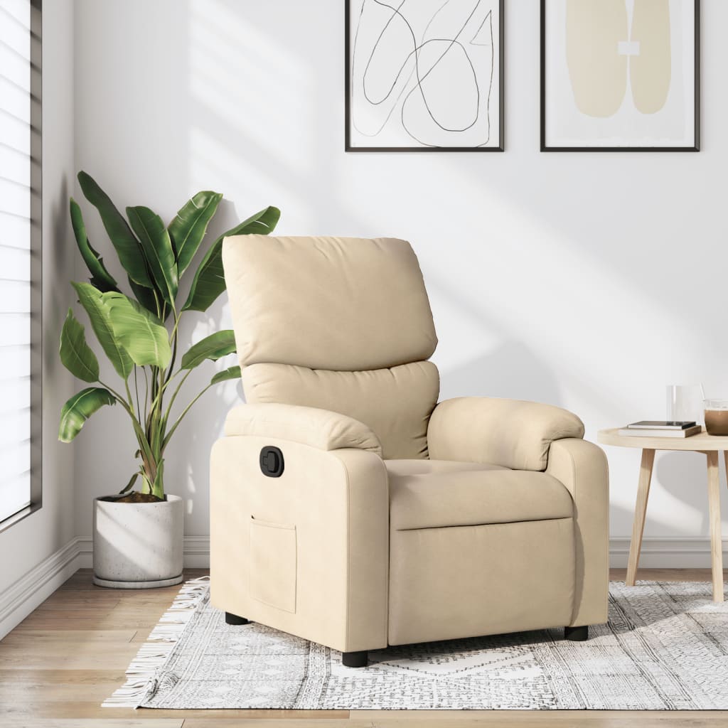 Fotoliu rabatabil, crem, material textil