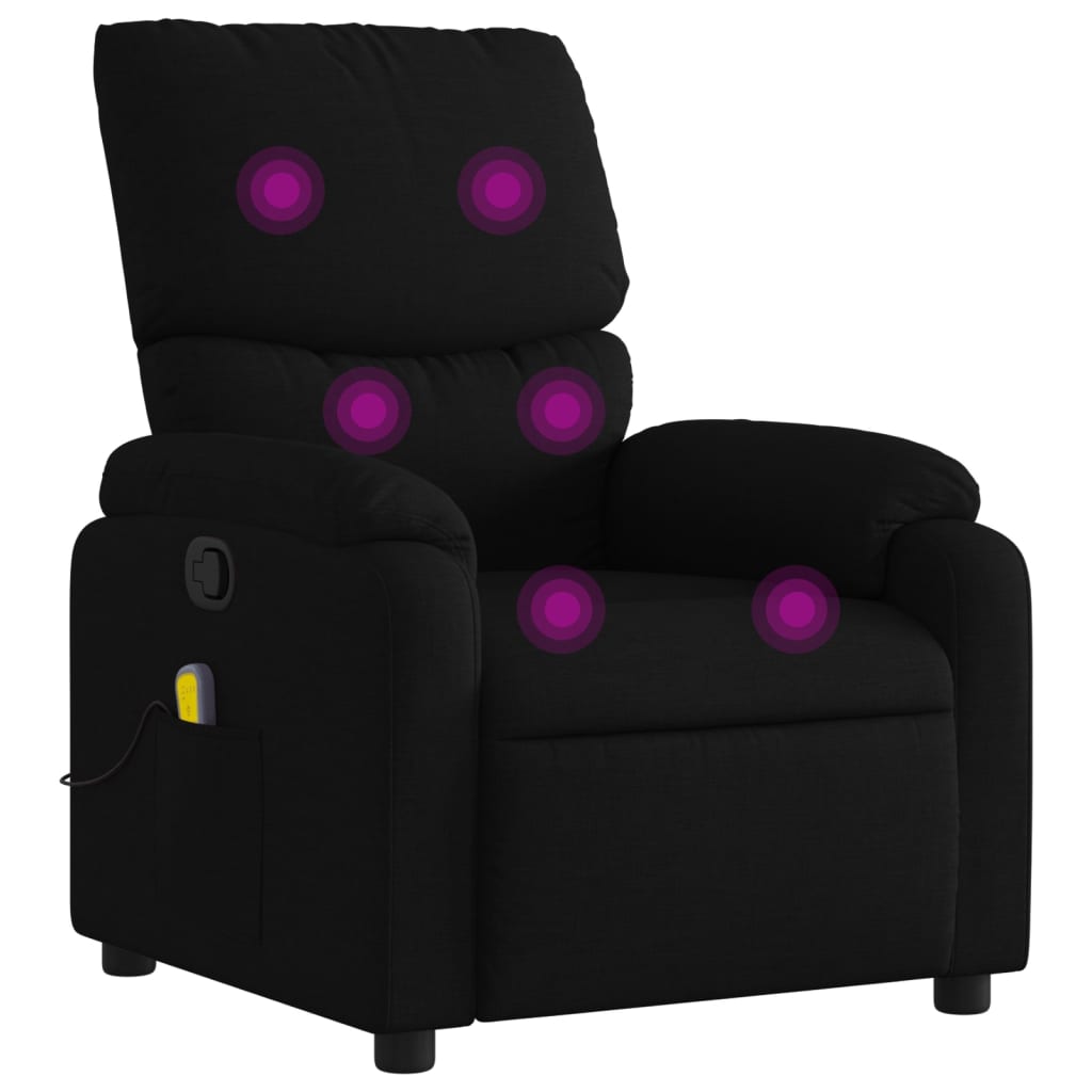 Folding massage chair, black, textile material