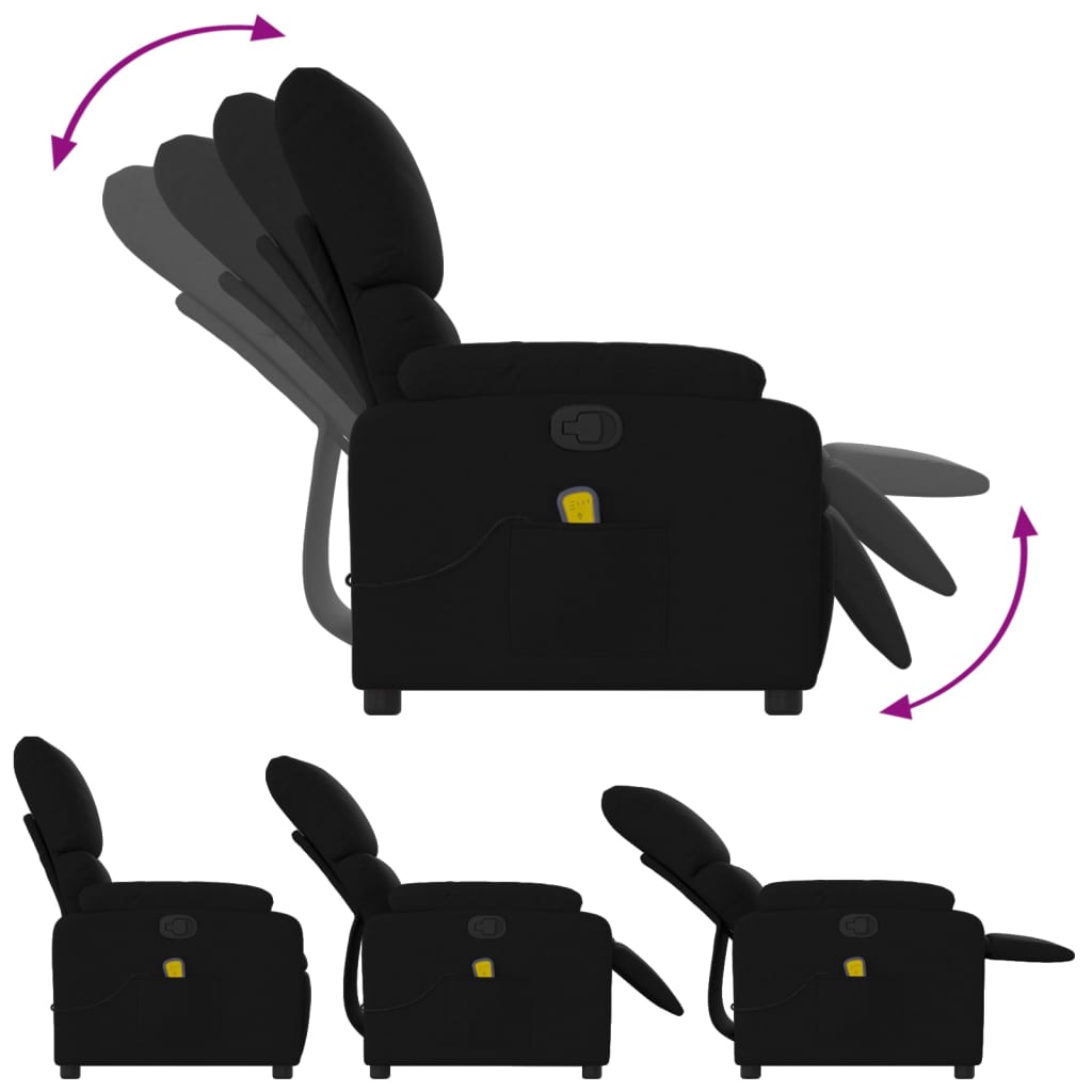Folding massage chair, black, textile material
