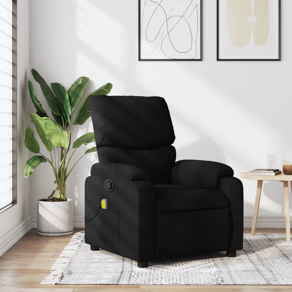 Folding massage chair, black, textile material