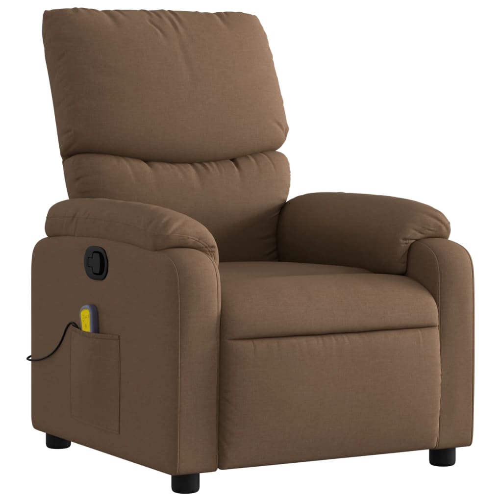 Folding massage armchair, brown, textile material