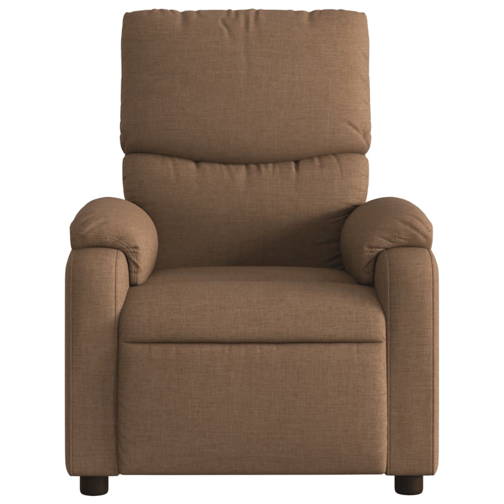 Folding massage armchair, brown, textile material