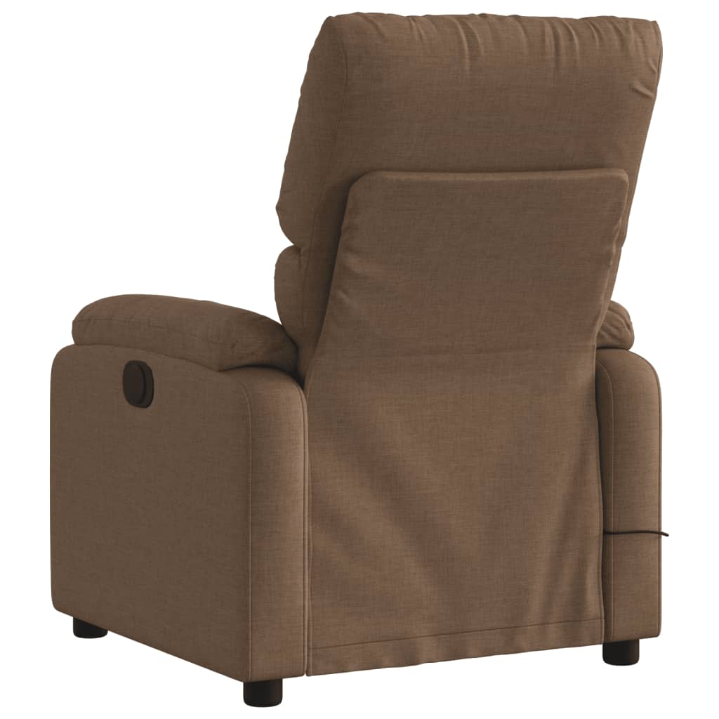 Folding massage armchair, brown, textile material