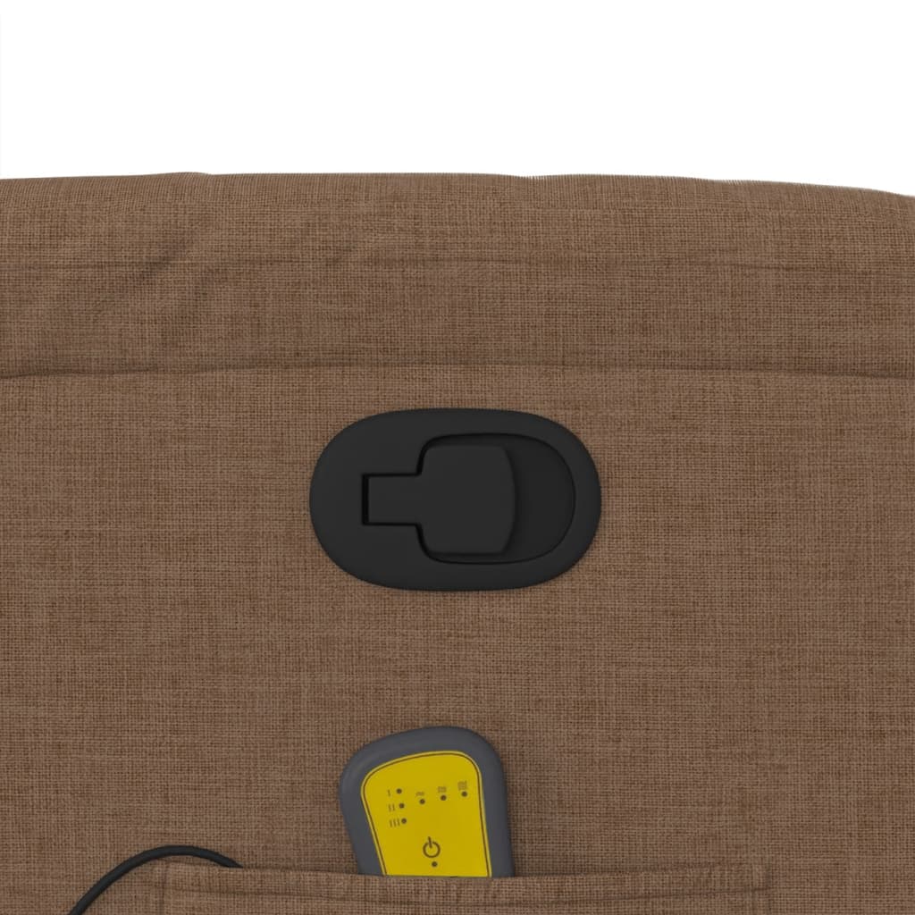 Folding massage armchair, brown, textile material